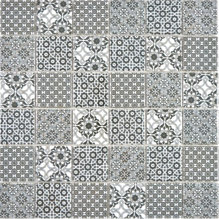 Échantillon manuel Mosaïque céramique noir blanc Carreau de mosaïque murale Miroir de carrelage cuisine salle de bain MOS14-0333_m