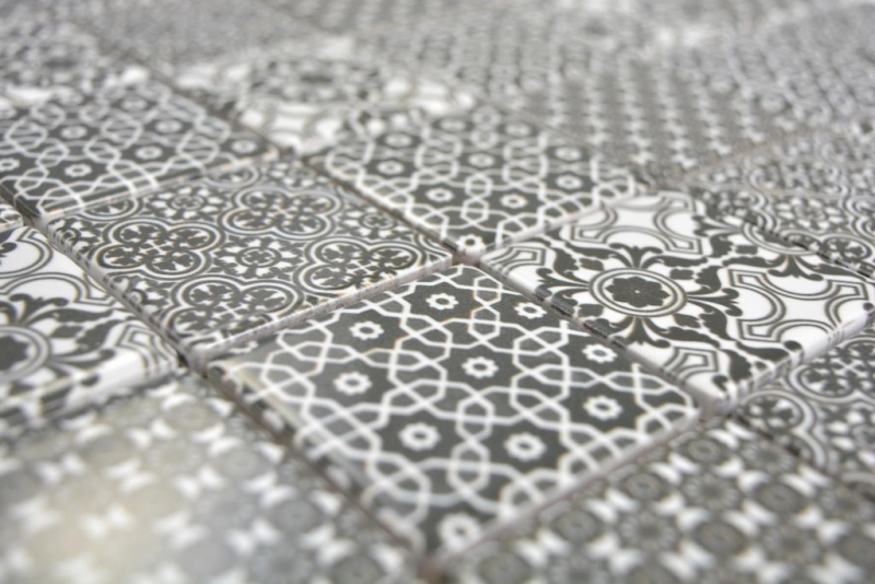 Échantillon manuel Mosaïque céramique noir blanc Carreau de mosaïque murale Miroir de carrelage cuisine salle de bain MOS14-0333_m