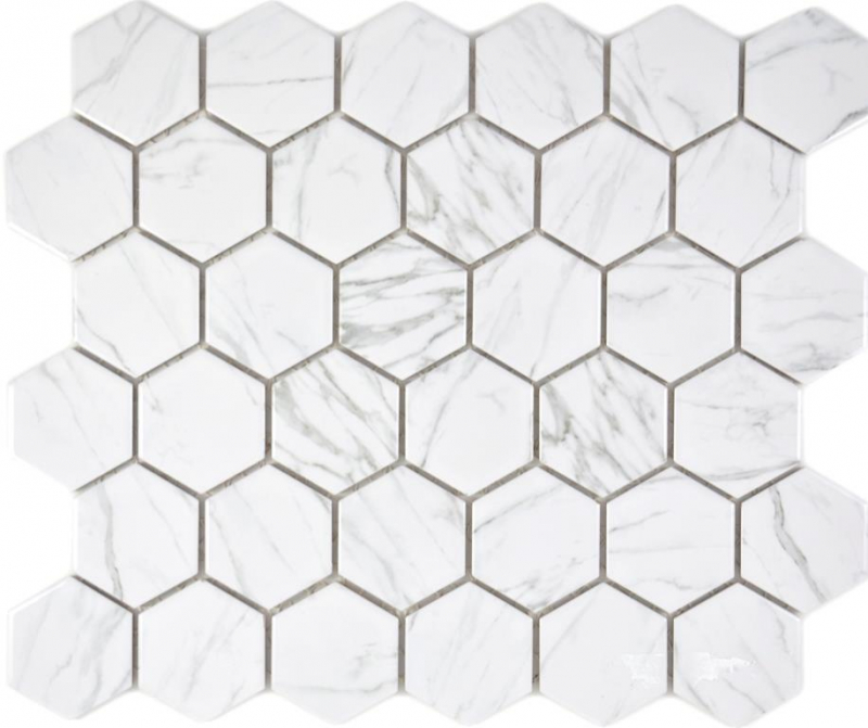 Hexagonal Hexagonal Carrelage Mosaïque Céramique Carrare blanc brillant Carreau mural Carrelage cuisine salle de bain WC - MOS11H-0001