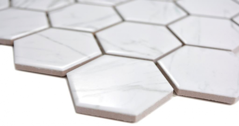 Hexagonal Hexagonal Carrelage Mosaïque Céramique Carrare blanc brillant Carreau mural Carrelage cuisine salle de bain WC - MOS11H-0001