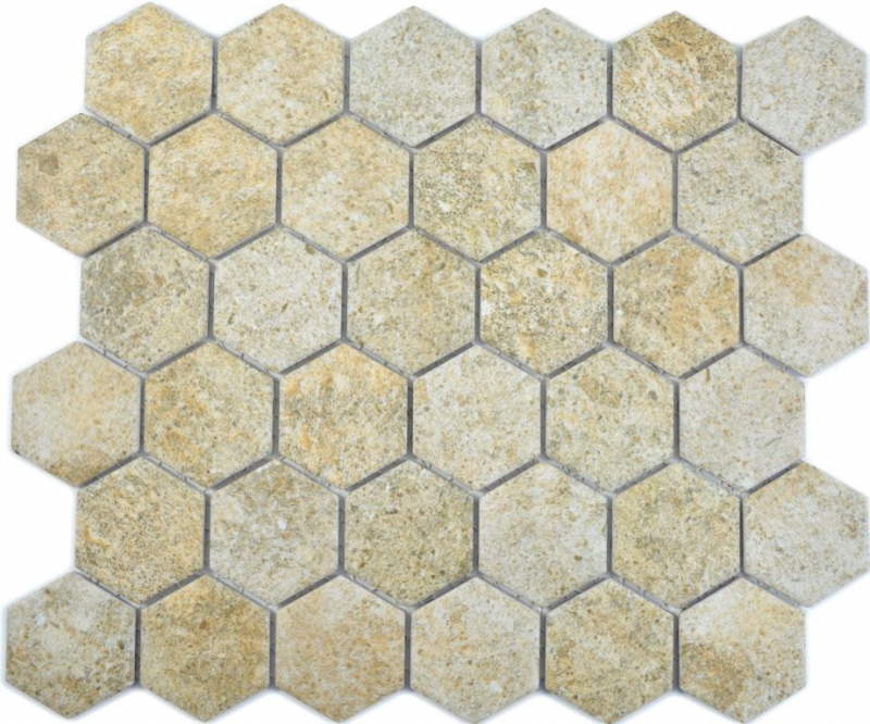 Motif manuel Mosaïque céramique Hexagone Granit beige Carreau de mosaïque murale Carrelage cuisine salle de bain MOS11H-1100_m