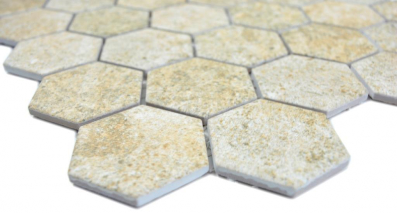 Motif manuel Mosaïque céramique Hexagone Granit beige Carreau de mosaïque murale Carrelage cuisine salle de bain MOS11H-1100_m