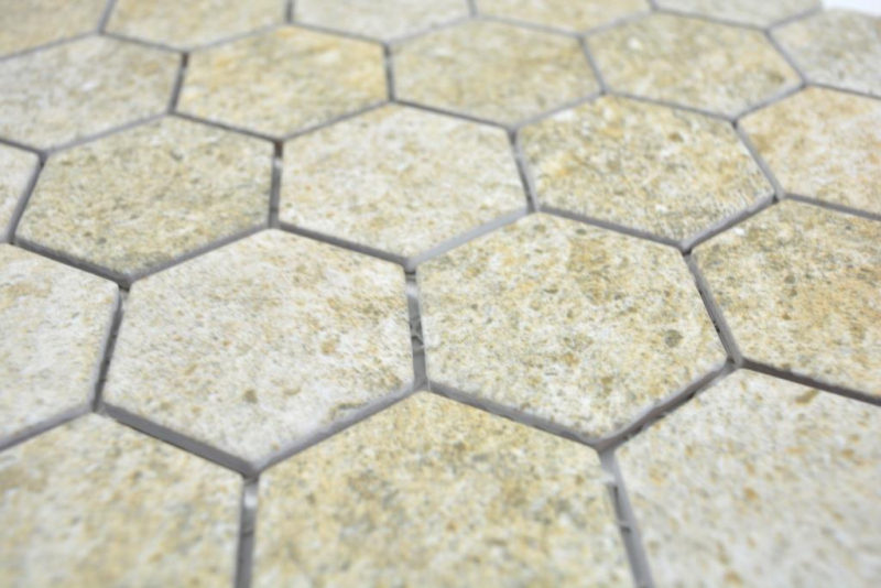 Motif manuel Mosaïque céramique Hexagone Granit beige Carreau de mosaïque murale Carrelage cuisine salle de bain MOS11H-1100_m