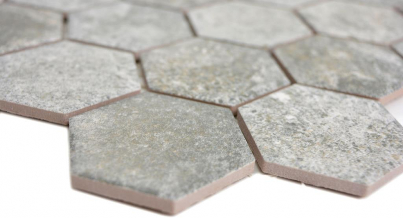 Motif manuel Mosaïque céramique Hexagone Granit gris Carreau de mosaïque murale Miroir de cuisine Salle de bain MOS11H-0023_m