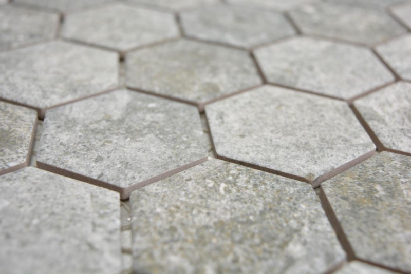 Motif manuel Mosaïque céramique Hexagone Granit gris Carreau de mosaïque murale Miroir de cuisine Salle de bain MOS11H-0023_m