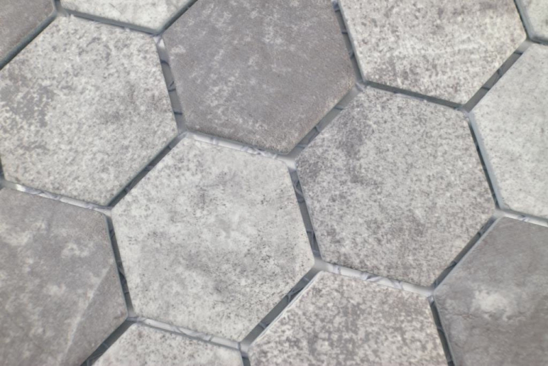 Hexagonal Hexagonal Carreau Mosaïque Céramique Ciment gris foncé Carreau Mosaïque Mur Carrelage Cuisine Salle de bains WC - MOS11H-0026