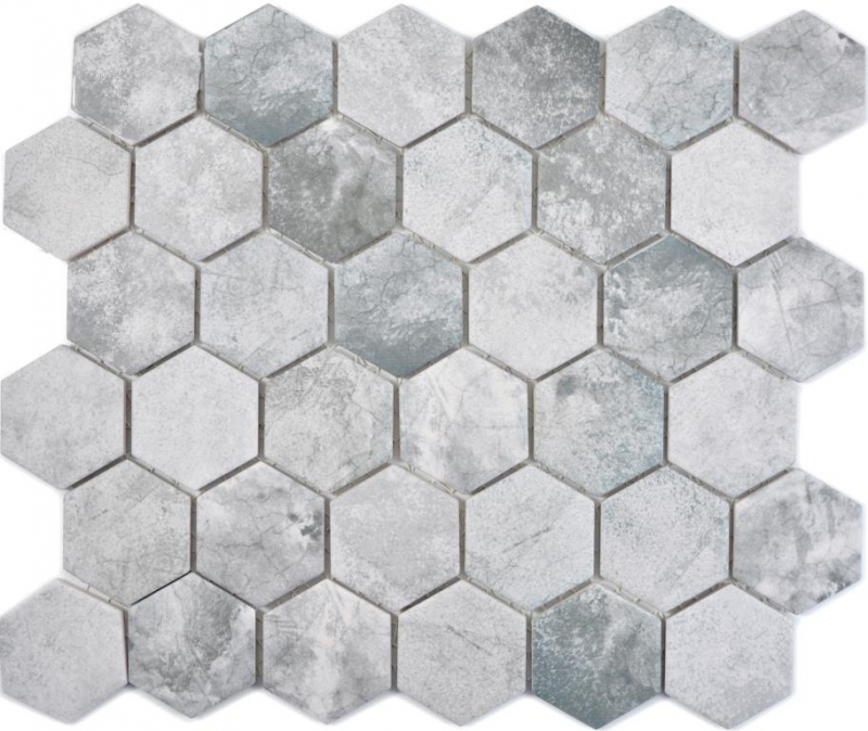 Motif manuel Mosaïque céramique Hexagone ciment gris clair Carreau de mosaïque murale Miroir de cuisine Salle de bain MOS11H-0222_m