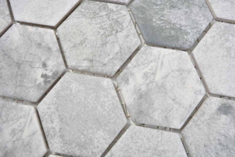 Motif manuel Mosaïque céramique Hexagone ciment gris clair Carreau de mosaïque murale Miroir de cuisine Salle de bain MOS11H-0222_m