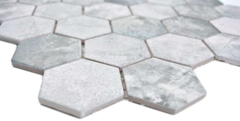 Motif manuel Mosaïque céramique Hexagone ciment gris clair Carreau de mosaïque murale Miroir de cuisine Salle de bain MOS11H-0222_m