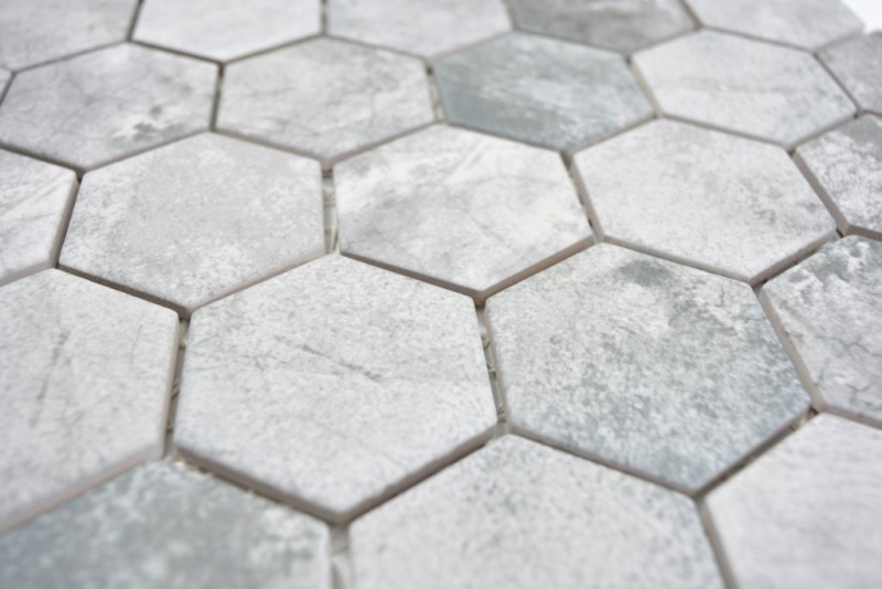 Motif manuel Mosaïque céramique Hexagone ciment gris clair Carreau de mosaïque murale Miroir de cuisine Salle de bain MOS11H-0222_m