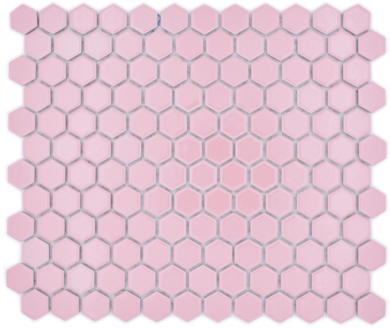 Hexagonal hexagonal carreau de mosaïque céramique mini vieux rose brillant carreau de mosaïque murale carreaux de cuisine salle de bain cuisine - MOS11H-1111
