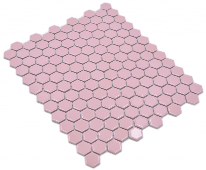 Hexagonal hexagonal carreau de mosaïque céramique mini vieux rose brillant carreau de mosaïque murale carreaux de cuisine salle de bain cuisine - MOS11H-1111