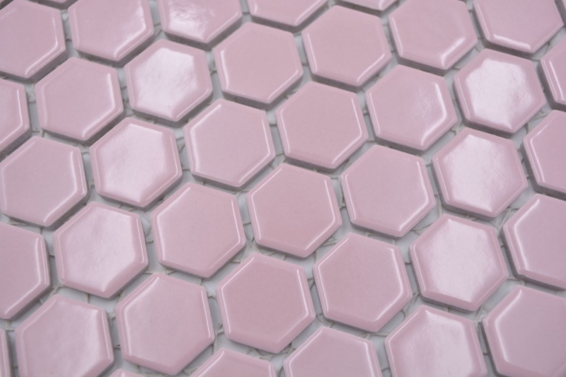 Hexagonal hexagonal carreau de mosaïque céramique mini vieux rose brillant carreau de mosaïque murale carreaux de cuisine salle de bain cuisine - MOS11H-1111