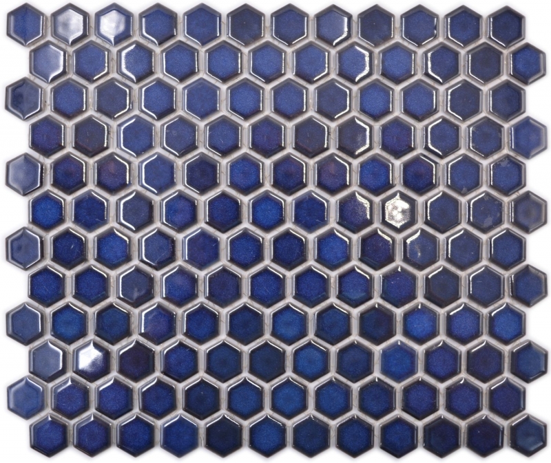 Mosaïque céramique Hexagone bleu cobalt brillant Carreaux de mosaïque murale Carreaux de cuisine Salle de bain MOS11H-0444_f