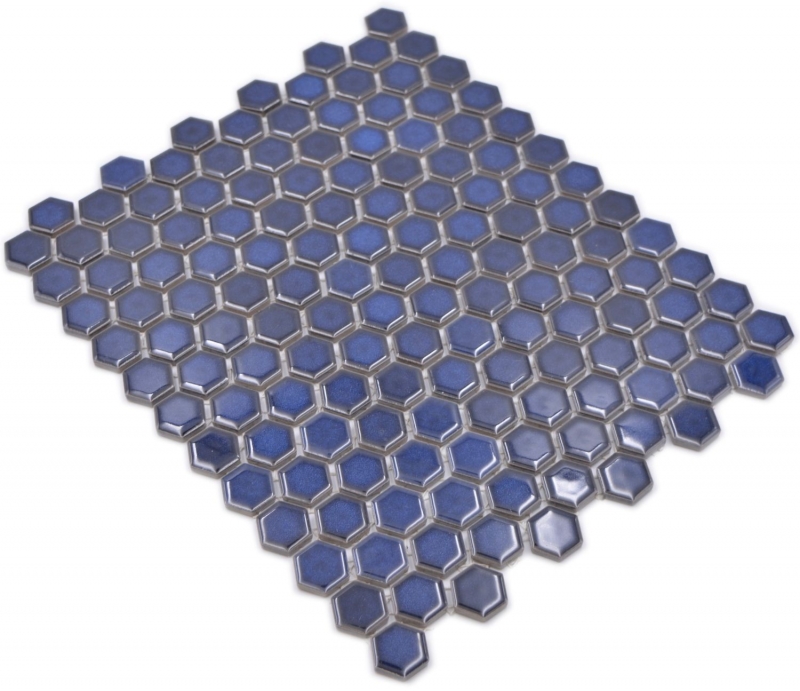 Mosaïque céramique Hexagone bleu cobalt brillant Carreaux de mosaïque murale Carreaux de cuisine Salle de bain MOS11H-0444_f