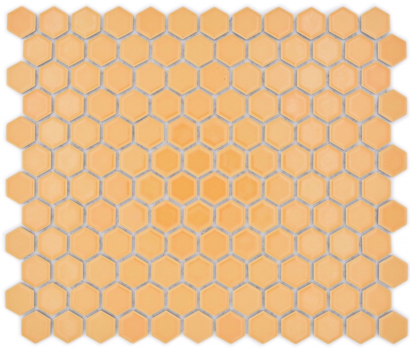 Hexagonal hexagonal carreau de mosaïque céramique mini ocre orange brillant carreau de mosaïque murale carreaux de cuisine salle de bain - MOS11H-1308