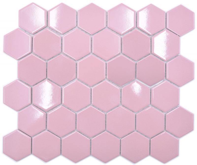 Hexagonal hexagonal Carreau de mosaïque Céramique vieux rose brillant Carreau de mosaïque murale Carreau de cuisine Carreau de salle de bain - MOS11H-1112