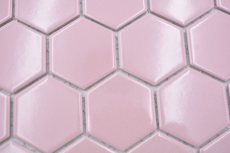 Hexagonal hexagonal Carreau de mosaïque Céramique vieux rose brillant Carreau de mosaïque murale Carreau de cuisine Carreau de salle de bain - MOS11H-1112