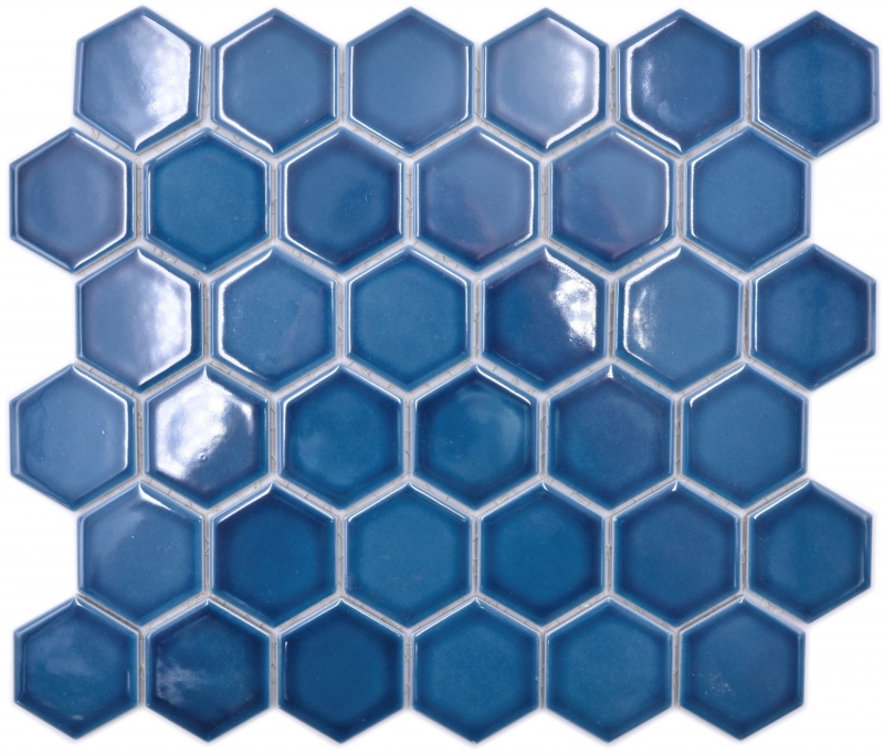 Hexagonal Hexagonal Carreau de mosaïque Céramique bleu vert brillant Carreau de mosaïque Carreau mural Carreau de cuisine Carreau de salle de bain - MOS11H-0504