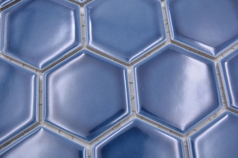 Hexagonal Hexagonal Carreau de mosaïque Céramique bleu vert brillant Carreau de mosaïque Carreau mural Carreau de cuisine Carreau de salle de bain - MOS11H-0504