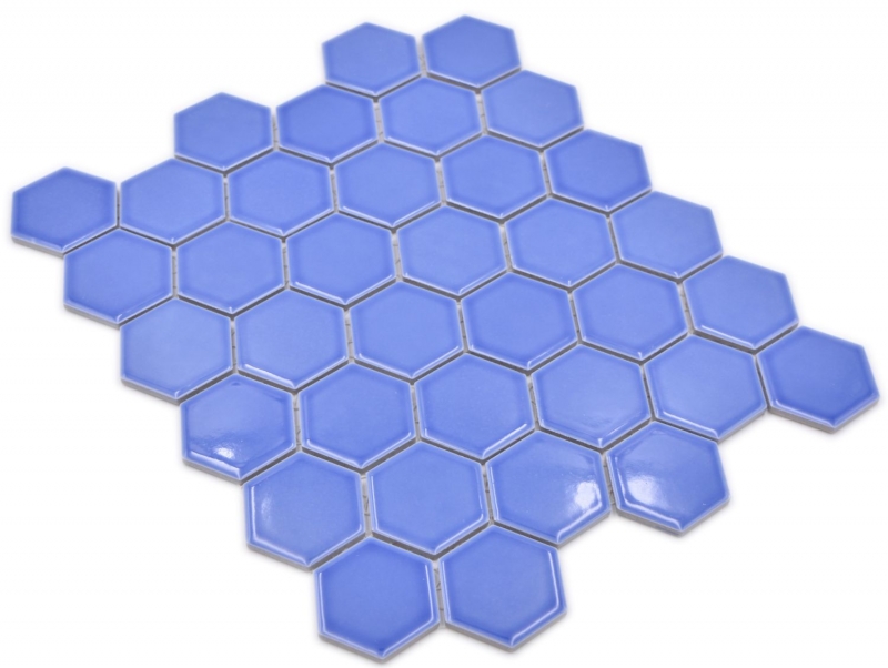 Hexagonal Hexagonal Carreau de Mosaïque Céramique bleu brillant Carreau de Mosaïque murale Carreaux de cuisine Carreaux de salle de bain Paroi de douche - MOS11H-6501