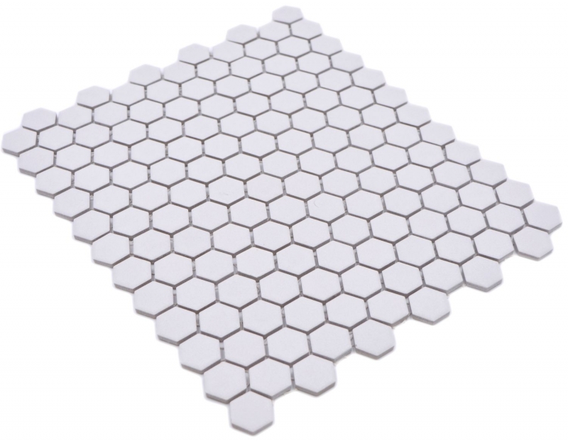 Hexagonal hexagonal carreau de mosaïque céramique mini blanc R10B bac à douche carreau de sol mosaïque antidérapant carreau de bain - MOS11H-0101-R10