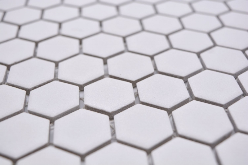 Hexagonal hexagonal carreau de mosaïque céramique mini blanc R10B bac à douche carreau de sol mosaïque antidérapant carreau de bain - MOS11H-0101-R10