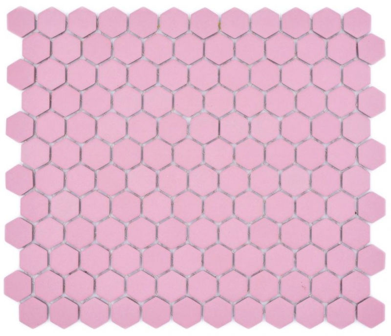 Hexagonal Hexagonal Carreau Mosaïque Céramique mini vieux rose R10B Bac à douche Carreau de sol Mosaïque Antidérapant Carreau de salle de bain - MOS11H-1111-R10