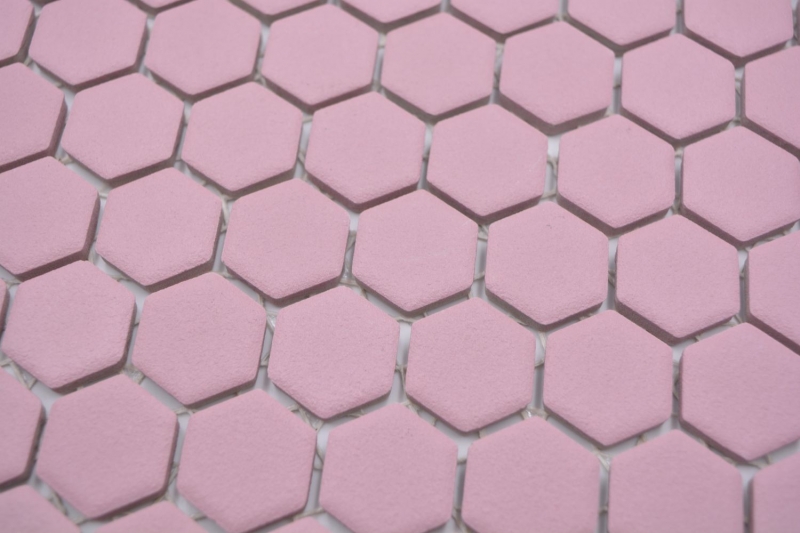 Hexagonal Hexagonal Carreau Mosaïque Céramique mini vieux rose R10B Bac à douche Carreau de sol Mosaïque Antidérapant Carreau de salle de bain - MOS11H-1111-R10