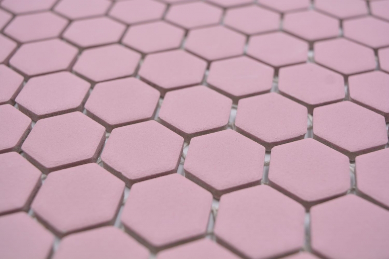 Hexagonal Hexagonal Carreau Mosaïque Céramique mini vieux rose R10B Bac à douche Carreau de sol Mosaïque Antidérapant Carreau de salle de bain - MOS11H-1111-R10