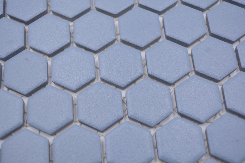 Hexagonal hexagonal carreaux de mosaïque céramique mini bleu vert R10B bac à douche carreaux de sol mosaïque antidérapant salle de bains - MOS11H-0405-R10