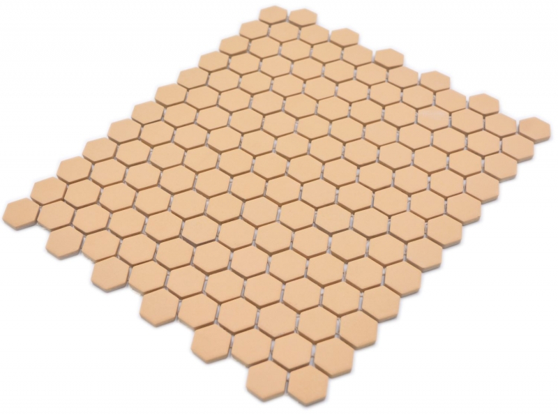 Hexagonal hexagonal carreau de mosaïque céramique mini ocre orange R10B receveur de douche carreau de sol mosaïque antidérapant salle de bain - MOS11H-1208-R10
