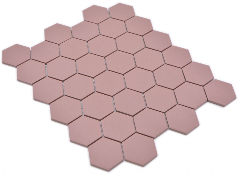 Hexagonal Hexagonal Carreau Mosaïque Céramique rouge clinker R10B Bac à douche Carreau de sol Mosaïque Antidérapant Carreau mural - MOS11H-0099-R10