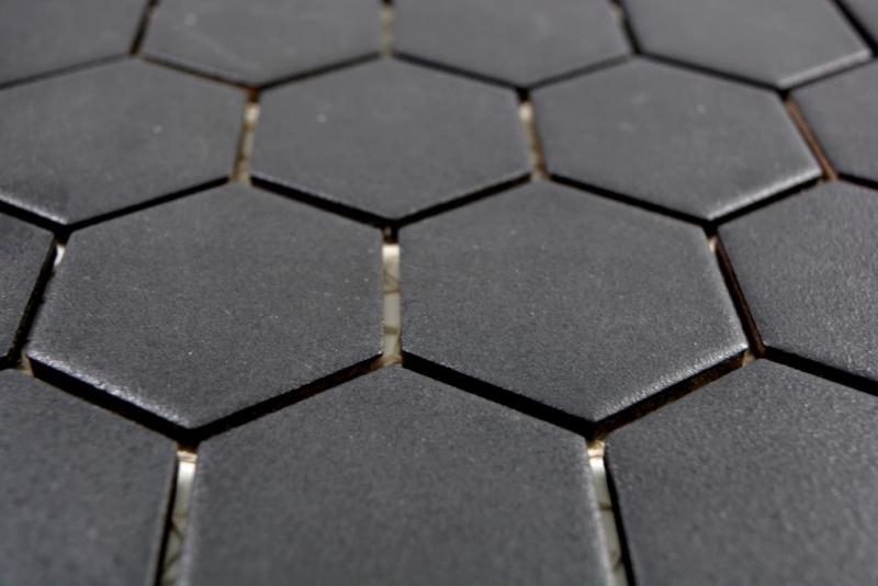 Hexagonal Hexagonal Carreau Mosaïque Céramique Noir R10B Receveur de douche Carreau de sol Mosaïque Antidérapant Salle de bains Cuisine - MOS11H-0303-R10