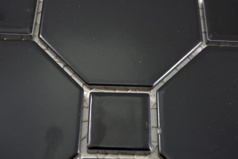 Motif manuel Mosaïque céramique Octa noir mat avec noir brillant Carreau de mosaïque murale Miroir de carrelage cuisine salle de bain MOS13-Octa0311_m