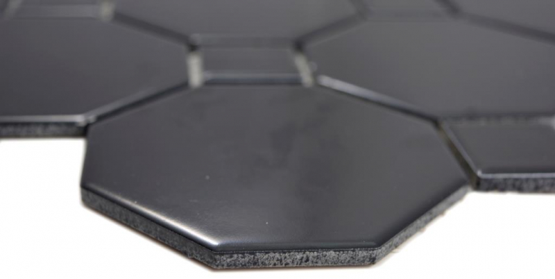 Motif manuel Mosaïque céramique Octa noir mat avec noir brillant Carreau de mosaïque murale Miroir de carrelage cuisine salle de bain MOS13-Octa0311_m