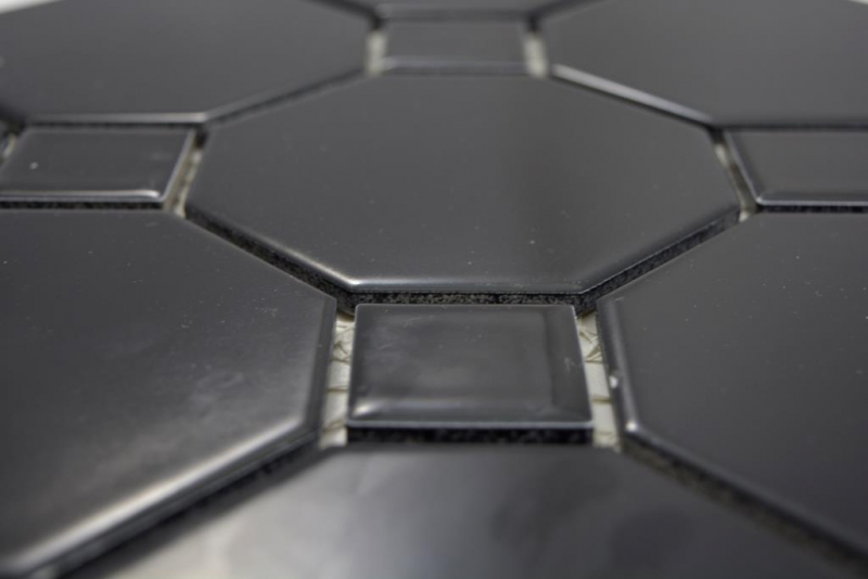 Motif manuel Mosaïque céramique Octa noir mat avec noir brillant Carreau de mosaïque murale Miroir de carrelage cuisine salle de bain MOS13-Octa0311_m