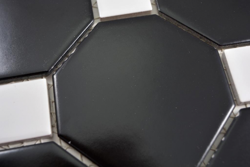 Motif manuel Mosaïque céramique Octa noir mat avec blanc brillant Carreau de mosaïque murale Miroir de carrelage cuisine salle de bain MOS13-Octa0301_m