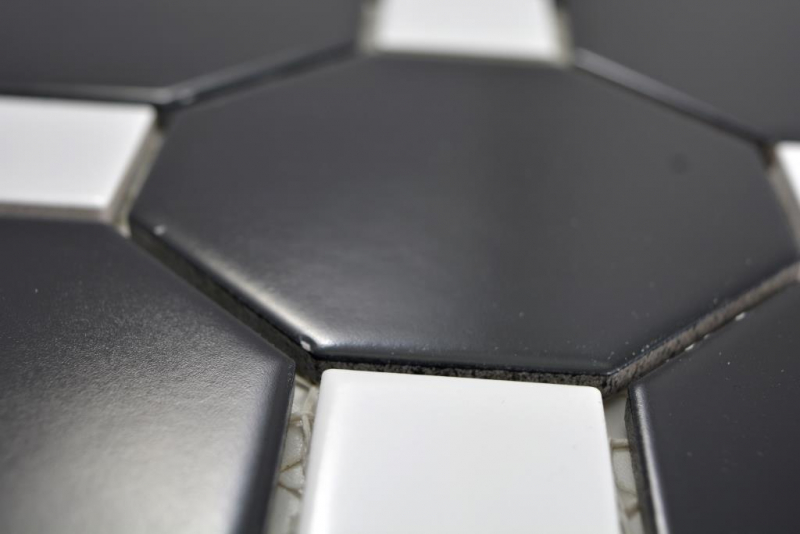Motif manuel Mosaïque céramique Octa noir mat avec blanc brillant Carreau de mosaïque murale Miroir de carrelage cuisine salle de bain MOS13-Octa0301_m
