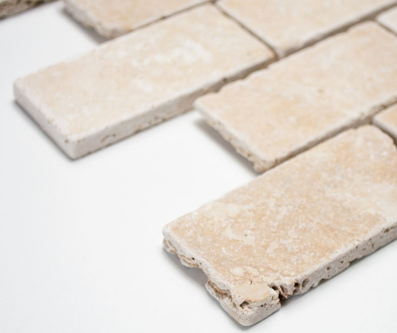 Travertin Carreaux de mosaïque TerrasseMur Sol Pierre naturelle beige Brick Aspect brique Carreau mural Bac de douche Carreau de cuisine - MOS43-1202