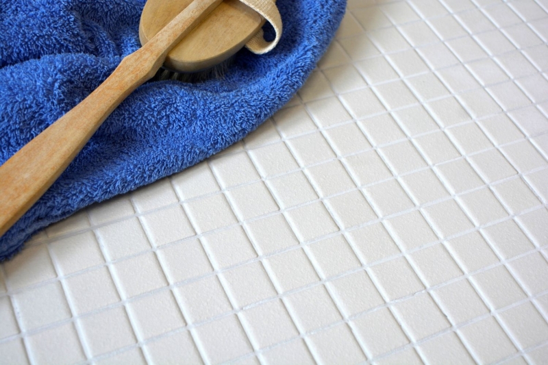 Mosaïque céramique Carreaux de mosaïque RÉSISTANT AUX ACTIVITÉS AU SOL Receveur de douche BLANC ANCIEN MOS18-0102-R10