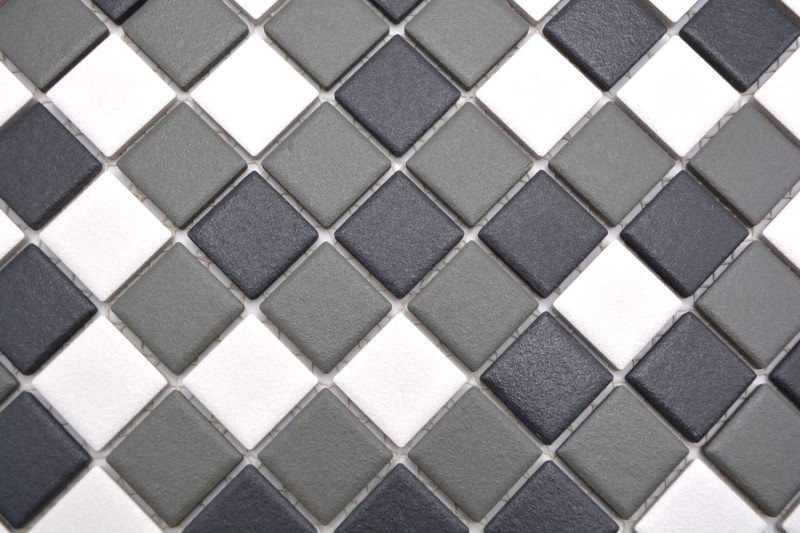 Céramique Mosaïque noir blanc anthracite mat CARREAUX DE DOUCHE RÉSISTANTS - MOS18-2213-R10