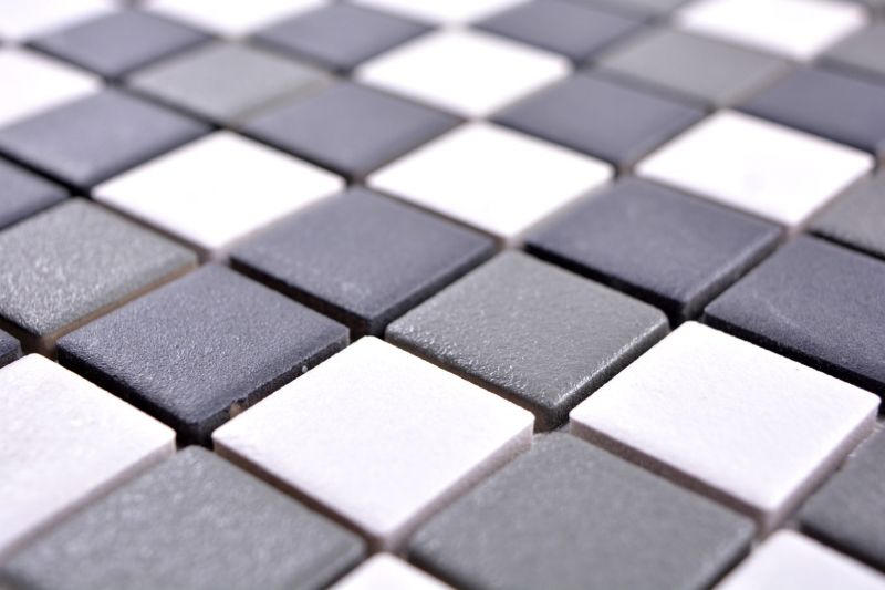 Échantillon manuel Carreau de mosaïque Céramique noir blanc anthracite mat Receveur de douche MOS18-2213-R10_m