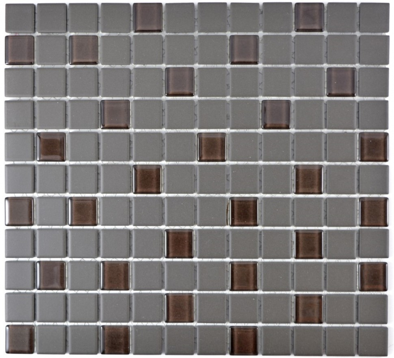 Échantillon manuel Carreau de mosaïque salle de bain Céramique gris foncé brun non émaillé Mosaïque de verre MOS18-1313-R10_m