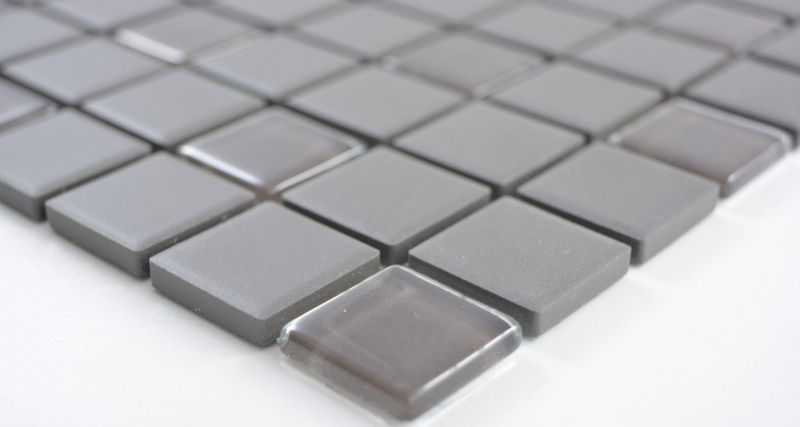 Échantillon manuel Carreau de mosaïque salle de bain Céramique gris foncé brun non émaillé Mosaïque de verre MOS18-1313-R10_m