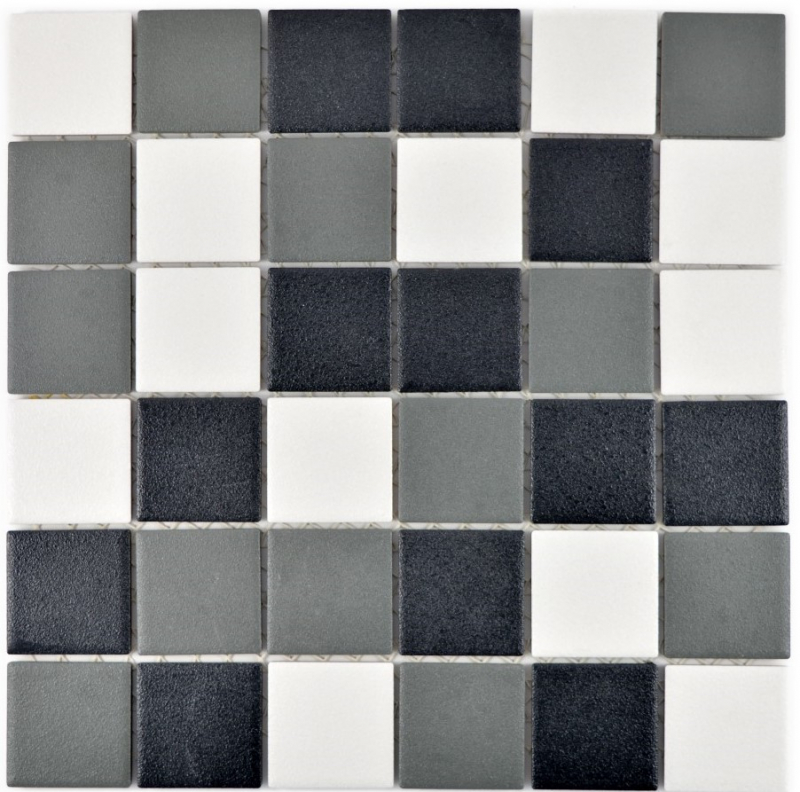 Échantillon manuel Carreau de mosaïque RUTSCHEMEND RUTSCHICHER noir blanc gris métal MOS14-2213-R10_m
