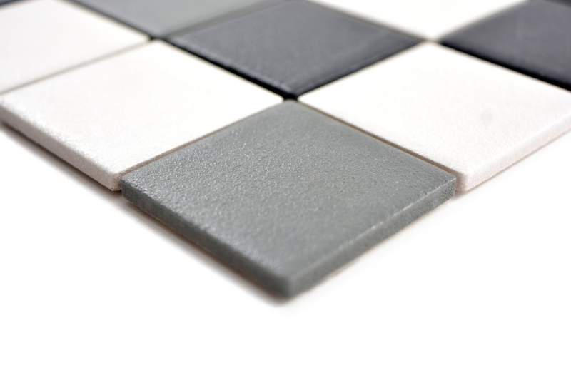 Échantillon manuel Carreau de mosaïque RUTSCHEMEND RUTSCHICHER noir blanc gris métal MOS14-2213-R10_m