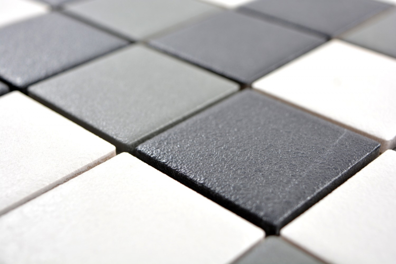 Échantillon manuel Carreau de mosaïque RUTSCHEMEND RUTSCHICHER noir blanc gris métal MOS14-2213-R10_m