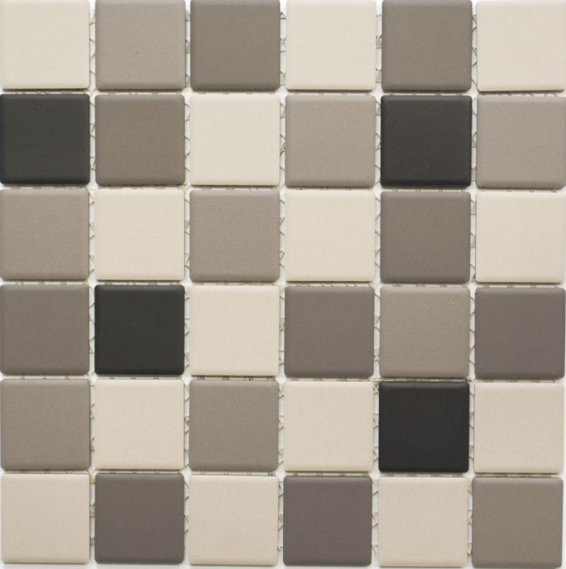Carreau de mosaïque beige clair gris anthracite non émaillé Miroir de carrelage MOS14B-0208-R10_f