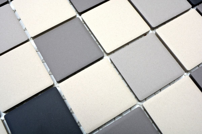 Carreau de mosaïque beige clair gris anthracite non émaillé Miroir de carrelage MOS14B-0208-R10_f